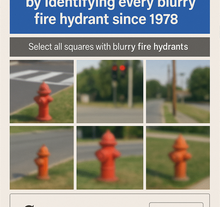 CAPTCHAs: Prove you’re not a robot by identifying every blurry fire hydrant since 1978 CAPTCHAs: Prove you’re not a robot by identifying every blurry fire hydrant since 1978