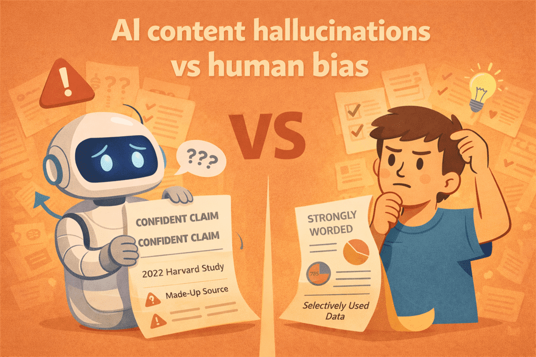 ai content hallucinations vs human bias