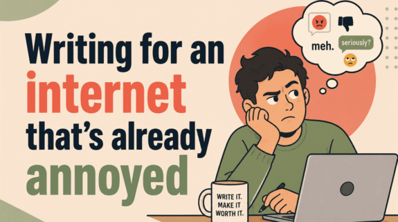 writing for an internet that's already annoyed before you've finished the sentence