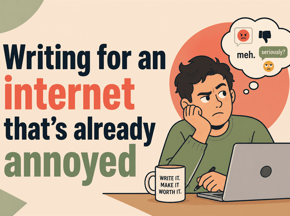 writing for an internet that's already annoyed before you've finished the sentence