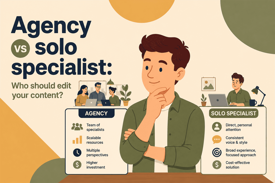 agency vs solo specialist who should edit your content