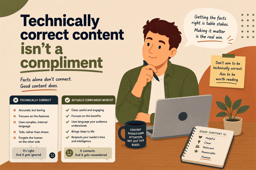 technically correct content isn't a compliment